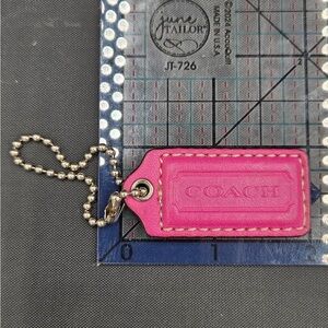 Coach Fuchsia Leather Tag Keychain